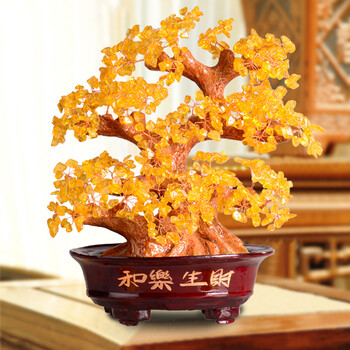 
                                        喜亦雅（XYY） 宇皇梦艺发财树摆件乔迁开业礼品 家居装饰品酒柜创意吉祥工艺礼品 黄水晶大(和乐生财)                