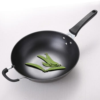 爱思达 爱思达 32cm铸铁炒锅 健康无涂层炒菜铁锅 真不锈 家用炒锅
