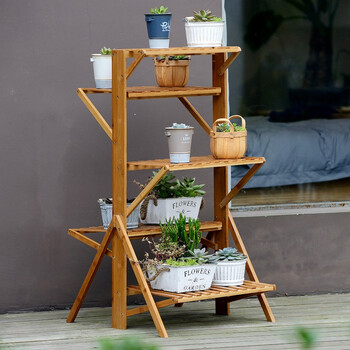 伸缩折叠楠竹实木质落地客厅多层置物简易欧式大花架阳台多肉绿萝盆栽