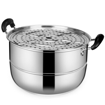 德勒 32cm蒸锅不锈钢四层复底加厚蒸笼 煤气炉电磁炉通用锅具 32CM