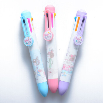 韩版很开心创意卡通圆珠笔彩色7色 8色可选原子笔多色圆珠笔0 5mm 8色圆珠笔蓝色杆10支装 图片价格品牌报价 京东