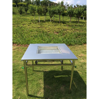 自助烧烤桌多功能户外木炭烧烤炉架桌商用不锈钢无烟带烤网一体桌 正