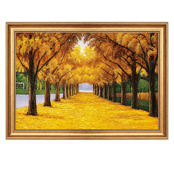 黄金大道沙发背景墙装饰画艺术画玄关壁画创意发财树油画欧式挂画