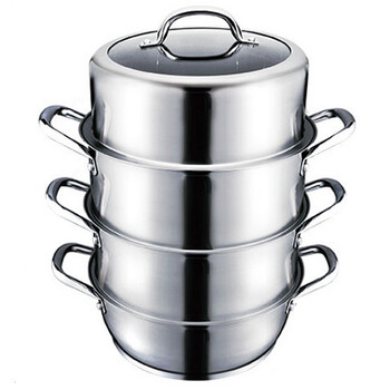 爱仕达ASD三层不锈钢不窜味蒸锅 电磁炉通用烹饪锅具QL1526S 26CM