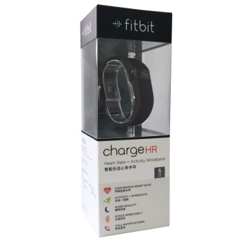 
                                        Fitbit Charge HR 智能乐活心率手环 心率实时监测 自动睡眠记录 来电显示 运动蓝牙手表计步器 黑色 S                