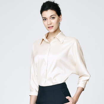 
                                        Maxchic玛汐2017春夏女 翻领七分袖通勤百搭衬衫上衣 19223 米色 XXL                