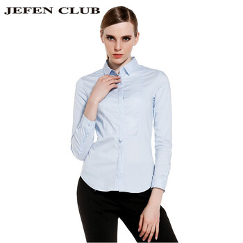 JEFEN吉芬CLUB 极简派女士衬衫淡蓝色职业风极简线条显干练 1B蓝色 XS