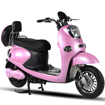全新小龟王电瓶车升级版尚领摩托车60v72v时尚款踏板代步助力车 粉色