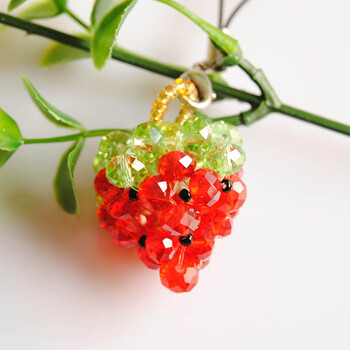 串珠diy创意礼品水晶草莓挂件饰品手机链配饰挂饰生日礼物 6mm扁珠