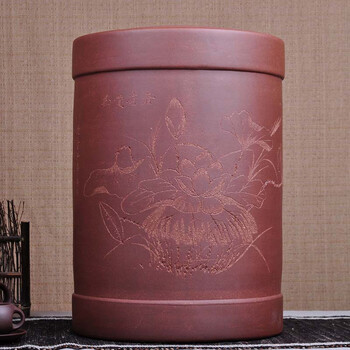 
                                        茗露宜兴紫砂茶叶罐普洱罐大号手工 醒茶罐26饼茶缸 宜兴紫砂茶叶罐 醒茶罐 茶仓 茶盒 莲子26饼                