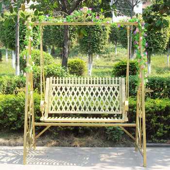 户外秋千外景拍摄双三人白色儿童吊椅家用庭院铁艺室外秋千 a架竖格