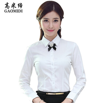 
                                        高米缔(gaomidi)职业装衬衫女装长袖加绒修身女士保暖加厚白衬衣正装大码棉 白色长袖 M                