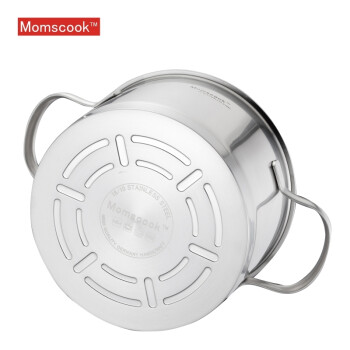 Momscook 德国工艺18/10不锈钢小汤锅小炖锅 无油烟20CM高度12CM 不锈钢色