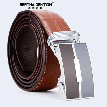 伯莎丹顿 鳄鱼纹男士皮带真皮自动扣头层牛皮商务休闲青年个性腰带 1