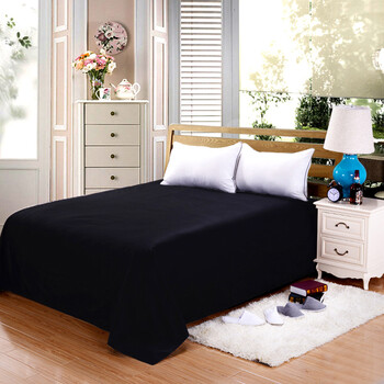 唯尔丽 纯棉斜纹床单单件 全棉单人双人被单 纯色酒店床上用品 黑色