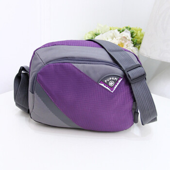 嘉禾生活 中年妈咪休闲尼龙帆布包斜挎包时尚百搭小花单肩布包 紫色