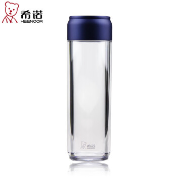 
                                        希诺（HEENOOR） 希诺加厚塑料水杯便携带盖户外随手杯 男女士耐热耐摔隔热杯 蓝黑色 325毫升(XN-8107)                