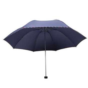 
                                        
                                                            天堂伞 三折晴雨伞碰击布拒氺男女经典商务伞57cm*8骨 307E4#包边兰灰                