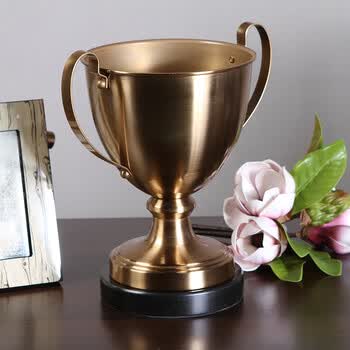 不锈钢双耳奖杯摆件简约现代摆件样板房酒店会所软装饰品 小号铜色