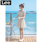 GOOMIL LEE2021夏天小香风小个子年轻少女连衣裙女夏法式轻奢小众炸街裙子 杏色【现货】 S