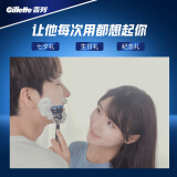 吉列(Gillette)刮胡刀手动剃须刀手动亲肤 礼物男 锋隐致顺引力盒 5层超薄刀片（1刀架+5刀头+磁力底座）