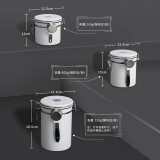 304不锈钢咖啡豆储存罐 单项排气可设日期-黑色带勺1.8L（约装750g）