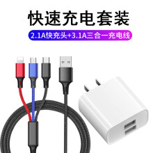 【百亿补贴】双USB充电头+一拖三充电线  1.25米