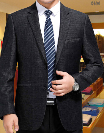 新款中年男士西服千盾丝光羊毛纯色亮面休闲西装上衣单西外套 银色