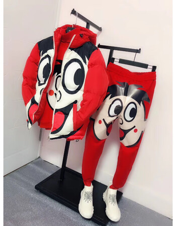 冬上新典典家18冬季新款棉衣刺绣旺仔牛奶棉服套装学生网红同款棉袄