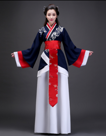 珂梵图曲裾襦裙汉服女改良魏晋长袖古装服装女古代衣服中国风女装演出