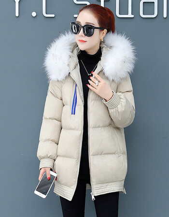 【京东品牌新款】面包羽绒服女中长款外套女装冬季羽绒棉服女2018新款