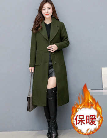 
                                                            玫姿恋毛呢大衣女中长款2018冬季女装韩版时尚气质呢子大衣外套风衣女修身显瘦长款5579 5579军绿 L                