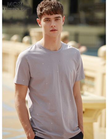 mozi印花短袖t恤男士2019春夏新款男装青年韩版休闲修身上衣时尚百搭
