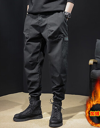 古先森束脚工装裤男宽松休闲裤男士束脚裤男生潮流哈伦裤秋冬季加绒