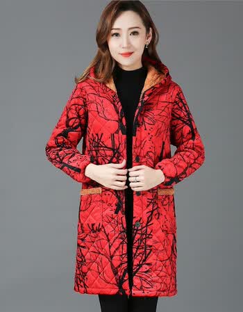冬季新款中长款罩衣大褂女士加绒加厚工作服外穿厨房护衣棉袄吉诺丰京
