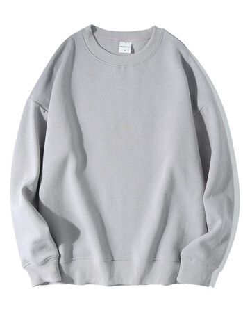 300克重磅卫衣大地系微落肩套头卫衣圆领宽松上衣女秋季长袖男石墨灰s