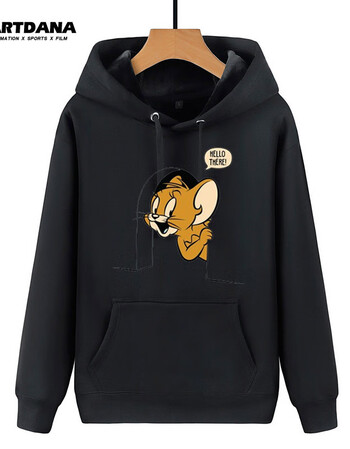 猫和老鼠动漫周边男女衣服长袖连帽卫衣情侣休闲衣服黑1m