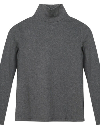 女装高领长袖t恤秋冬新款纯色百搭打底衫女显瘦w1g2b39b0001深灰色xs