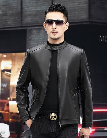 jinglan京岚2021海宁秋季新款男士皮衣真皮皮衣男夹克外套立领修身