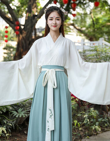 f汉服女古装中国风广袖古风儒雅仙女齐腰襦裙杜若魏晋风学生套装服