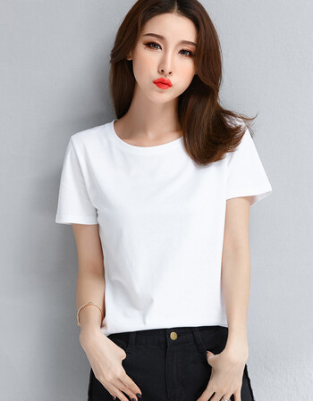 【新春精品】2019夏季纯棉上衣服白色短袖t恤女学生竹节棉宽松韩版