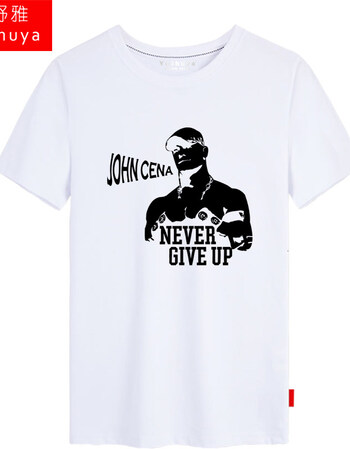 摔跤影视约翰塞纳短袖t恤衫男女运动休闲衣服半截袖体恤 白色1 s