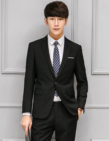 西服套装男士秋冬修身三件套新郎婚礼服结婚伴郎西装男职业装正装