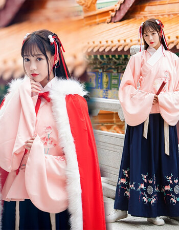 【年货节】质量比弟哥曼茵同款传统汉服绣花交领长袖襦裙袄裙齐腰工字