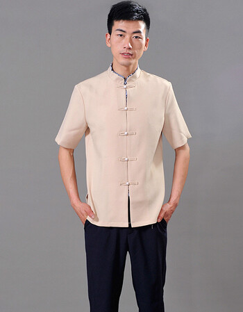 男简约美容师工作服套装足疗 按摩技师工作服四季套装1 卡杏色 180/96