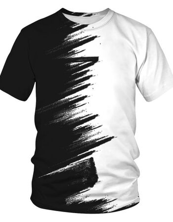 宾隶黑白t恤男 2021新款短袖 3d印花立体效果设计感 情侣个性学生上衣