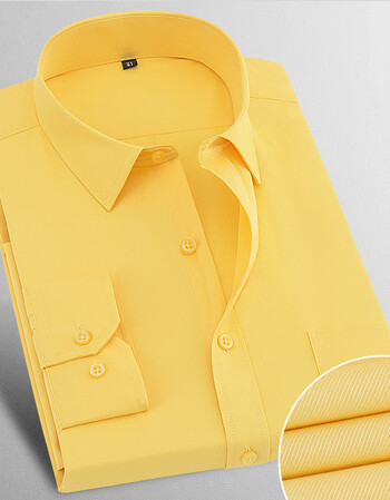 官方旗舰店秋季黄色衬衫男长袖大码青年商务职业正装修身男士休闲衬衣