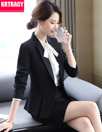 krtracy春季新品职业装女装套装韩版修身正装女外套白领ol面试小西装