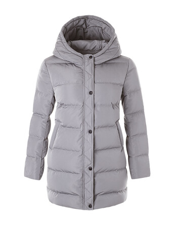 新年好礼诗燕2017季新款中长款羽绒服女加厚直筒波点连帽白鸭绒72500