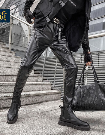 2021皮裤修身小脚裤韩版个性摩托车皮裤机车pu紧身男春男士秋冬保暖